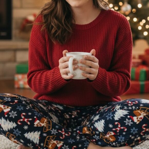 Festive Corgi dogs & Sleigh Ride PJ Pants 🐾 XS/S or Youth 16 - Picture 1 of 5